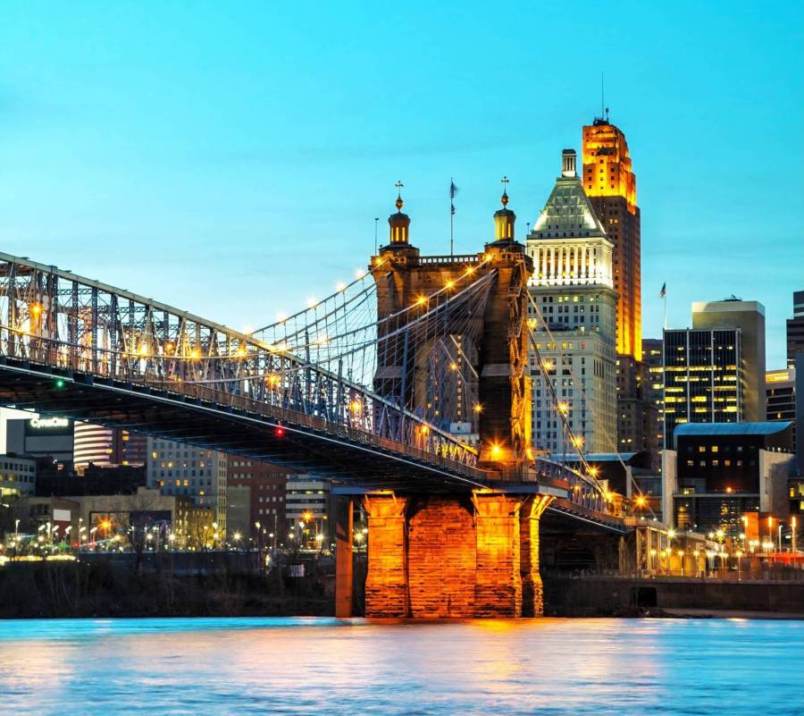 roebling bridge at dusk